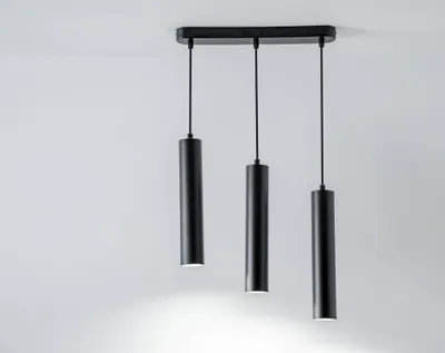 Produktbild von LUMILED Pendelleuchte Hängelampe, 3-flammige Pendellampe, höhenverstellbar, 3x GU10 Fassung, Moderne Hängeleuchte 129,5 cm, hängend Esstischlampe, aus Aluminium, Schwarz Lampe Esstisch Wohnzimmerlampe