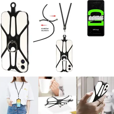 Produktbild von K-S-Trade 3in1 Handykette Handyband Handykordel Halsband Smartphone-Ring Handy-Ring kompatibel mit Oppo Reno Ace 2 Fingerhalterung Handyring
