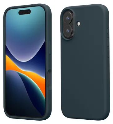 Produktbild von kwmobile Handyhülle für iPhone 16 Hülle, für iPhone 16 Case - Hülle Silikon - kabelloses Laden - Dunkler Schiefer