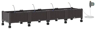 Immagine prodotto di vidaXL Vasi da giardino con sistema di irrigazione e ruote, confezione da 4, colore marrone, materiale: PP