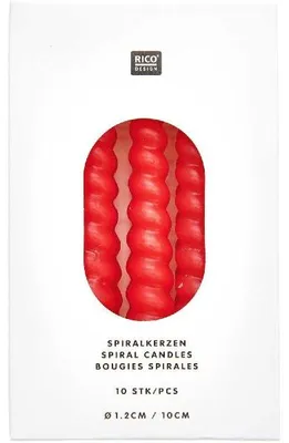 Produktbild von Spiralkerzen, Rot, 10 Stk, Ø 1,2 cm x 10 cm hoch