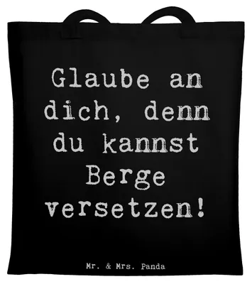 Produktbild von Mr. & Mrs. Panda Stoffbeutel Spruch Selbstvertrauen stärken - Schwarz - Geschenk, innere Stärke, Tote Bag, Tasche, Vertrauem, Zuversicht, Achtsamkeit, Shopping, Vertrauen