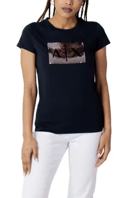 Image de T-shirt ARMANI EXCHANGE pour femme, coton, bleu GR78188 - Taille : M