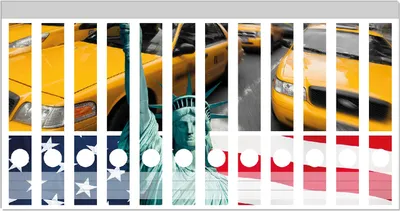 Produktbild von Wallario Ordnerrücken Sticker, selbstklebend für schmale Ordner, 12 Stück, Motiv New York Collage