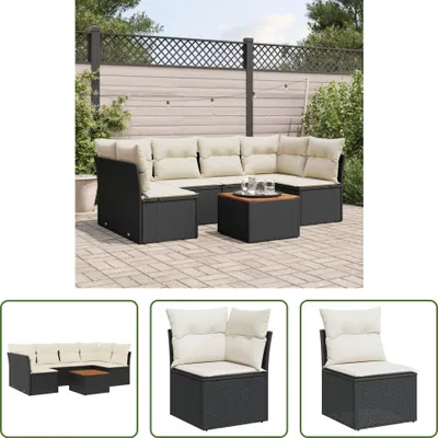 Produktbild von The Living Store 7-tlg. Garten-Sofagarnitur mit Kissen Schwarz Poly Rattan