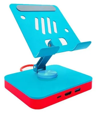 Produktbild von 3-in-1 USB-C Hub Docking Station Ständer, 360° drehbar, HDMI 4K@60Hz, 10Gbps, für Handy/Tablet, 15cm, ohne Netzteil, Blau