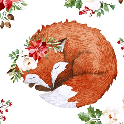 Produktbild von 20 Servietten Floral Fox - Schlafender Fuchs 33x33cm