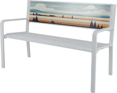 Produktbild von GOPLUS Gartenbank Metall, 128cm Sitzbank Outdoor 2 Sitzer bis 300kg belastbar, Metallbank Balkonbank mit Rücklehne & Armlehne, Weiß
