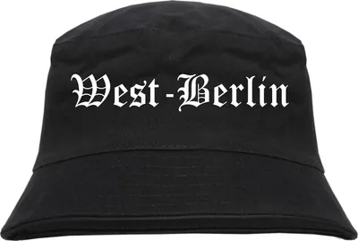 Produktbild von West-Berlin Fischerhut - Altdeutsch - bedruckt - Bucket Hat Anglerhut Hut Schwarz L/XL