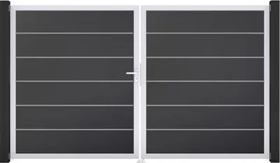Produktbild von Doppeltor GroJa BasicLine Premium links vormontiert ohne Pfosten Rahmen Aluminium 300 x 180 cm anthrazit