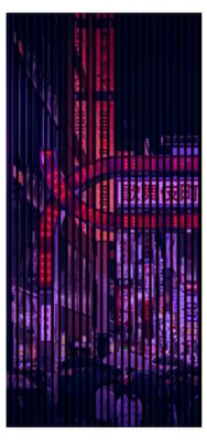 Produktbild von Akustikpaneele mit Digitaldruck Cyberpunk01 19 x 1133 x 2400 mm Cyberpunk Gaming MDF PET-Fasern Wandpaneele Schwarz Lila 2 Einzelplatten