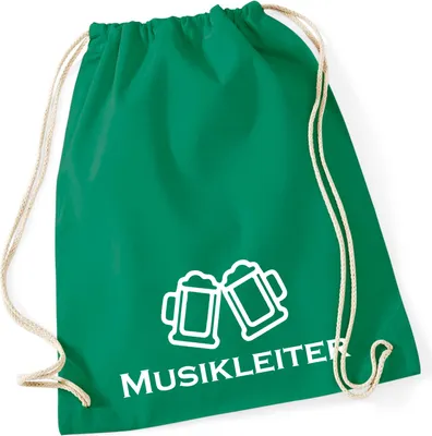 Produktbild von Huuraa Turnbeutel Musikleiter Schützenfest 12 Liter Kelly Green Baumwolle Rucksack Geschenkidee