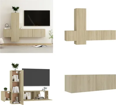 Obrázok produktu pre vidaXL 3 ks TV skrinka Sonoma dub na báze dreva - TV skrinka - TV skrinky - HiFi skrinka - HiFi skrinky
