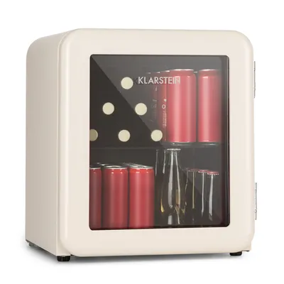 Obrázok produktu pre Klarstein Mini chladnička so sklenenými dvierkami, 48 l mini chladnička pre izbu a kanceláriu, chladnička na malé nápoje s odnímateľnou policou, malá chladnička, vnútorná/vonkajšia chladnička, tichá, 0-10°C