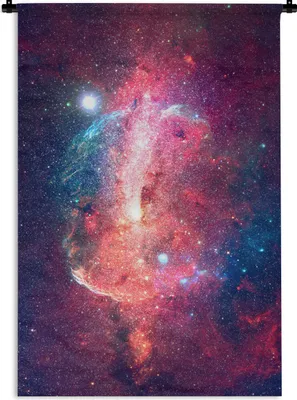 Produktbild von MuchoWow® Wandteppich Wandbehang Weltraum - Sterne - Rot 90x135 cm Tapisserie Dekoration Wandtuch - Baumwolle - Wandskulptur