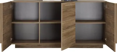 Immagine prodotto di Dmora Credenza Malosco 182x44x90h cm Marrone Rovere, 3 Ripiani 6 Vani