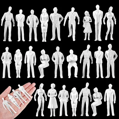 Immagine prodotto di Miniature di persone, 30 pezzi - Figure architettoniche - Scala 1:25 - Mini figure - Figure per diorami - Adatte a bambini dai 6 anni in su - Mini figure