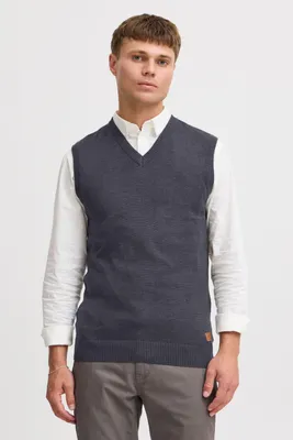Produktbild von BLEND BHLarsson Herren Pullunder Strickweste Feinstrick Pullover ärmellos mit V-Ausschnitt Baumwollmischung Regular fit