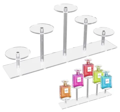 Produktbild von TRANKIELO® – Klare, Acryl-Parfüm-Ausstellungsständer – Organizer mit 5 Ablagen – Multifunktionale Präsentationsfläche für Kosmetik und Dekoration