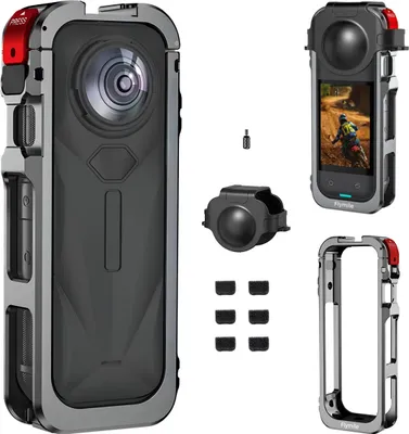 Produktbild von Aluminiumgehäuserahmen-Schutzkäfig für Insta360 X5 + Objektivabdeckung