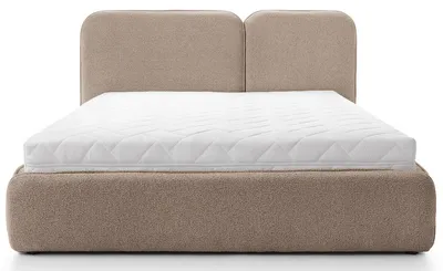 Zdjęcie produktu dla Łóżko tapicerowane 180x200 cm Roundy z pojemnikiem ciemnobeżowe boucle, Loop 08
