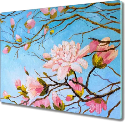 Produktbild von Coloray Hackbrett Kochplattenabdeckung Herdabdeckplatte 60x52 cm Schneidebrett Küchenbrett - Zweige der Blumen Natur