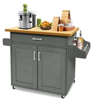 Immagine prodotto di Carrello da cucina - Tavolo su ruote - Legno MDF - 115 x 36 x 90 cm - Con portaasciugamani e portaspezie