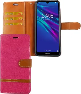 Produktbild von Huawei Y6 2019 Handy Hülle Schutz-Tasche Case Cover Kartenfach Etui Wallet Pink