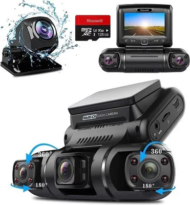 Produktbild von GPS-Quad-Dashcam mit 24-Stunden-Parkmodus - Nachtbildfunktion - 150-Grad-Breitwinkel - WDR - 3-Zoll-TFT-Bildschirm - G-Sensor - bis 256 GB - inklusive 128 GB Speicher