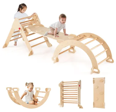 Immagine prodotto di FANTASK: Struttura multifunzionale 4 in 1 per arrampicata, con scivolo, barra per arrampicata, inclusa una scala a doppia faccia