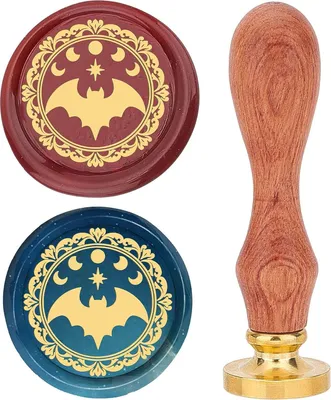 Produktbild von CRASPIRE Fledermaus Wachssiegel Stempel 25mm - Halloween Mondphasen Rand - Wachssiegel Stempel Retro - Palisander Griff - Abnehmbare Messingkopf - Hochzeits Einladungen Umschläge Weihnachten