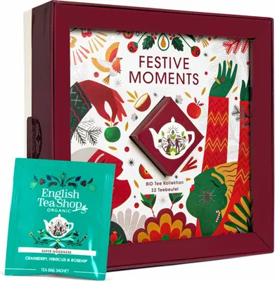 Produktbild von ETS - Tee Kollektion "Frohe Weihnachten", Teegeschenk, BIO, 4 Sorten, 32 Teebeutel