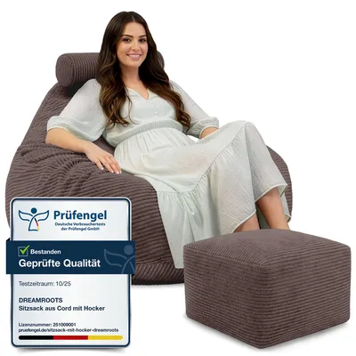 Immagine prodotto di Dreamroots Bean Bag 90x90x100cm Beanbag Floor Chill Sack Bubibag con imbottitura, Cacao tostato