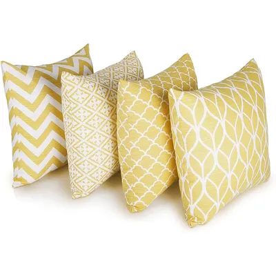 Produktbild von Penguin Home®  Dekorative doppelseitige quadratische Kissenbezüge, 100% Baumwolle, Stilvolles geometrisches Muster für Wohnzimmer, Schlafzimmer, Sofa, Couch (4er Set), 45x45 Cm