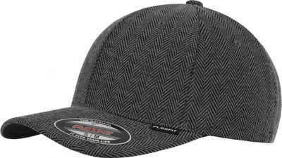 Produktbild von FLEXFIT 6277HM | Heringbone Melange Flexfit Cap / Kappe / Mütze - Farbe: Black/Heather Grey - Größe: S/M