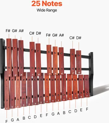 Obrázok produktu pre Glockenspiel Xylophone, 25 tónov, drevený profesionálny xylofónový bicí nástroj, so 4 paličkami, taškou na prenášanie, súprava hudobných nástrojov Glockenspiel pre začiatočníkov pre dospelých a deti