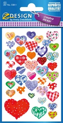 Produktbild von AVERY ZWECKFORM 49119900 Sticker "Herzchen" beglimmert bunt – 10er Vorteilset