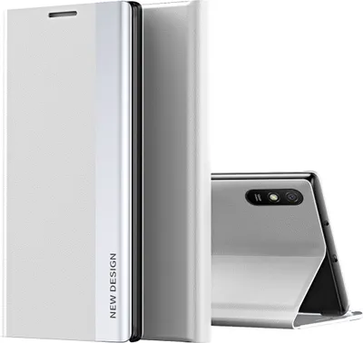 Image de Etui Redmi 9A, Etui magnétique en cuirPolyuréthaneavec fonction stand pour Xiaomi Redmi 9A Blanc