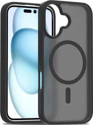 Produktbild von Magnetisch Hülle für iPhone 16, Kompatibel mit MagSafe, Transluzente Matt Rückseite Stoßfeste Handyhülle Schwarz