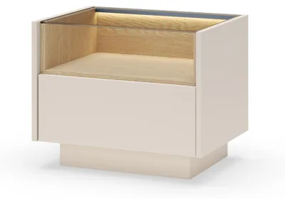 Immagine prodotto di Comodino, beige + rovere Cremona, 53,4 x 43,4 x 39,5 cm
