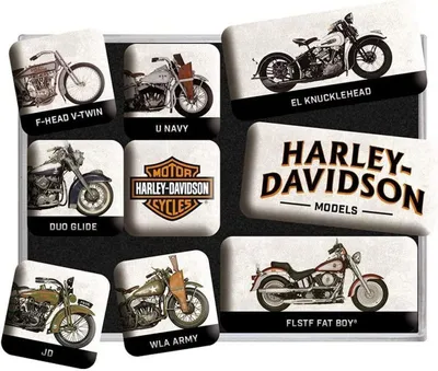 Produktbild von Nostalgic-Art - 9tlg. Magnetset - Harley-Davidson - Model Chart