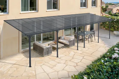 Produktbild von Angebaute Pergola/Carport 30m² KLEO 1000L300 Aluminium Grau