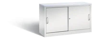 Produktbild von C+P Schiebetürenschrank Acurado-2000, 2 Ordnerhöhen | HxBxT 72x120x40cm | Lichtgrau/DBS Hellgrau