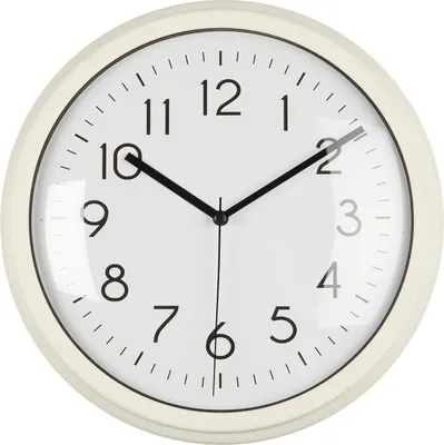 Produktbild von LS-LebenStil Retro Wanduhr Creme Weiß 26cm Kunststoff Analog Rund Vintage Küchen-Uhr Büro-Uhr große Ziffern leicht leise Wohnzimmer Flur Kinder-Zimmer