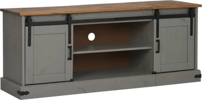 Obrázek produktu pro vidaXL TV skříňka HALDEN 2 posuvné dveře šedá 150x40x60 cm masiv