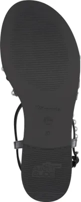 Produktbild von Tamaris Damen Sandale flach mit Perlenbesatz und TOUCHit Fußbett 1-28143-44, Größe:40 EU, Farbe:Schwarz
