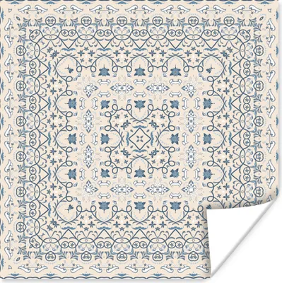 Produktbild von MuchoWow® Poster Perserteppich - Teppich - Muster - Blau 50x50 cm - Wohnzimmerdekoration