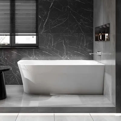 Produktbild von Halb freistehende Raumsparbadewanne NORA CORNER Acryl Weiß - 170 x 80 cm - Einbau Rechts