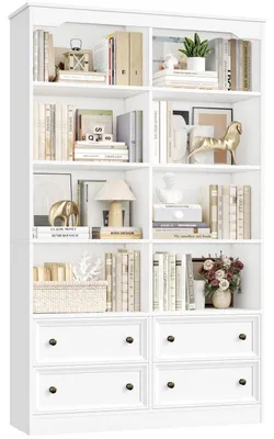 Produktbild von Bücherregal mit 4 Schubladen und 8 Fächern 180 cm Weiß