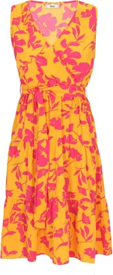 Produktbild von Damen ärmelloses Wickel-Minikleid gelb Gr. XS